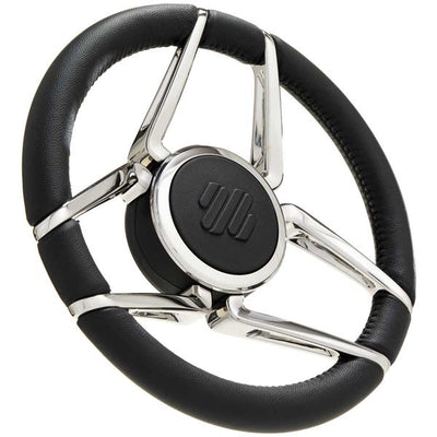 Ultraflex Stainless Steel Steering Wheel (Black Leather / 350mm / Hub) 4-V23902Y 23902Y