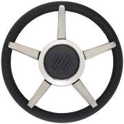 Ultraflex Stainless Steel Steering Wheel (Black Rim / 350mm / Hub)
