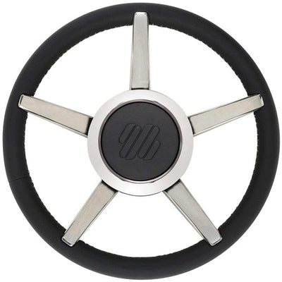 Ultraflex Stainless Steel Steering Wheel (Black Rim / 350mm / Hub)