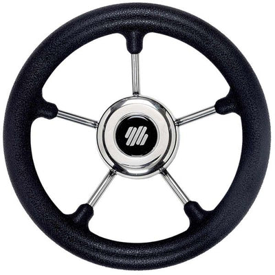 Ultraflex Stainless Steel Steering Wheel (Black Rim / 280mm / Hub) 4-V28B 42502N