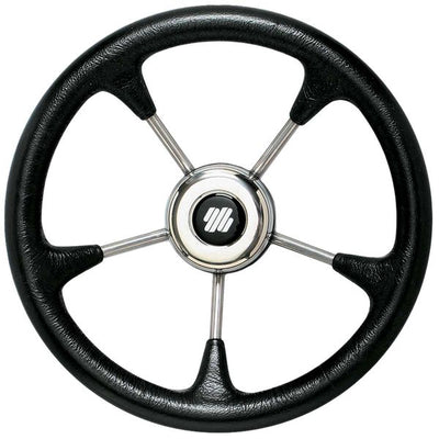 Ultraflex Stainless Steel Steering Wheel (Black Rim / 320mm / Hub) 4-V52B 40631P