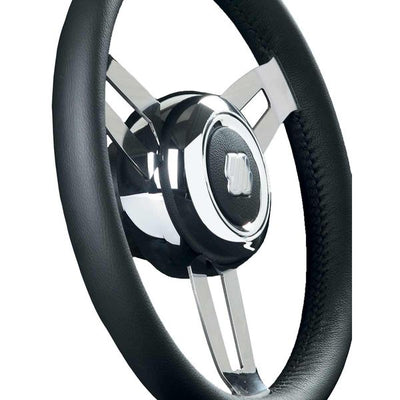 Ultraflex Stainless Steel Steering Wheel (Black Leather / 350mm / Hub) 4-V67297F 67297F
