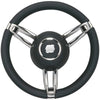 Ultraflex Stainless Steel Steering Wheel (Black Leather / 350mm / Hub) 4-V67460P 67460P