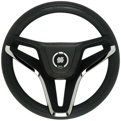 Ultraflex Black & Chrome Steering Wheel Soft Grip (350mm / Hub) 4-V99-4 43015G