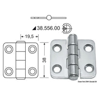 Osculati Stainless Steel Hinge (39mm x 38mm / Central Pin) 831402 38.556.00