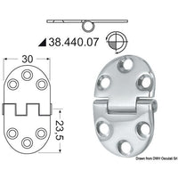 Osculati Stainless Steel Hinge (47mm x 30mm / Reversed Pin) 831404 38.440.07