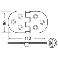 Osculati Stainless Steel Heavy Duty Hinge (110 x 60mm / Reversed Pin) 831413 38.455.01