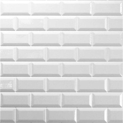 Reco Bevelled White Tile Wall Panel 1220(W) x 2440mm(H) Acrylic