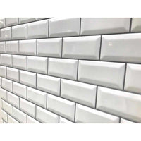 Reco Bevelled White Tile Wall Panel PVC 1220(W) x 2440mm(H) Dark Grout