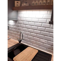 Reco Bevelled White Tile Wall Panel PVC 2440(W) x 1220mm(H) Grey Grout