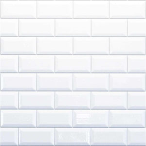 Reco Bevelled White Tile Wall Panel PVC 2440(W) x 1220mm(H) Grey Grout
