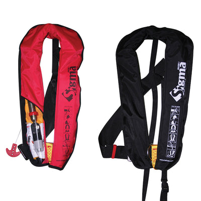 Sigma Infl.Lifejacket.Auto.Adult.170N,ISO 12402-3,w/D-ring & clip crotch strap,black