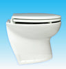 14" DELUXE FLUSH ELECTRIC TOILET Sea or river water flush models, 12 volt dc Angled back for easy mounting against a sloping surface. - Jabsco 58260-1012