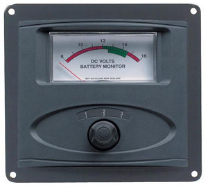 BEP 80-601-0020-00 3 Input Panel Mounted Analog 12V Battery Condition Meter (expanded scale 8-16V DC range)