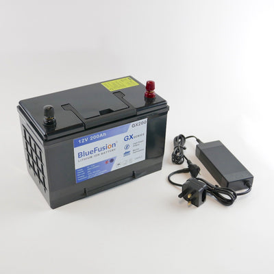 BlueFusion GX200 Lithium Ion Battery 200AH (12V, 2520Wh, Max 60A Load), with Charger