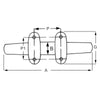 Proboat Stainless Steel Cleat - 4 Hole Low Flat