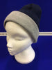 Reversible Beanie Hat Double Lined - 4 Designs in One - Blue/Grey/Light Grey Stripe
