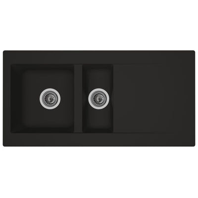 1.5 Kitchen Sink Black Resin with Overflow and Waste Fitting