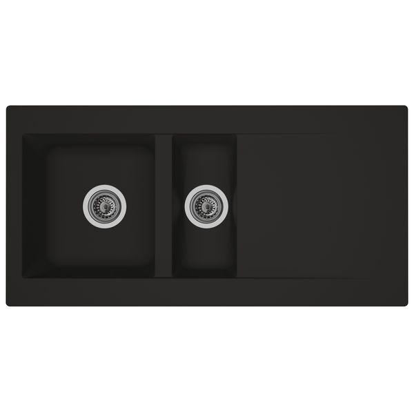 1.5 Kitchen Sink Black Resin with Overflow and Waste Fitting