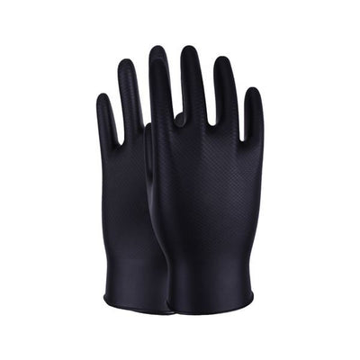 BLACK HEAVY DUTY GRIP NITRILE GLOVES EXTRA LARGE Pack of 50