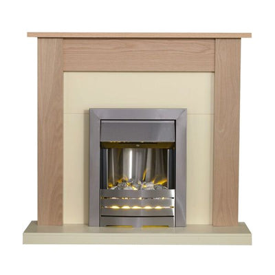 Southwold Cream & Oak Fireplace with 1-2 kW Helios Electric Fire