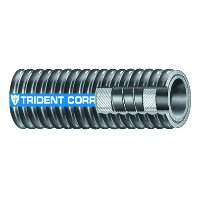 Corrugated Wire Helix Reinforced Wet Exhaust Hose Black with Blue Tracer ID 38mm 1½