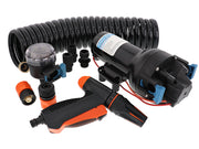 HotShot Wash Down heavy duty diaphragm pump 12v with hose 12 volt d.c., supplied with inlet strainer, deluxe trigger nozzle, 25 ft hose, adapters & port fittings Jabsco P601J-219N-4A