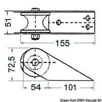 SS bow roller 155 x 51 mm