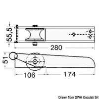 SS bow roller 280 x 55 mm