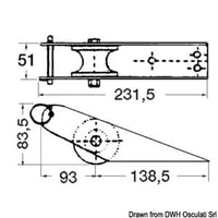 SS bow roller 232 x 51 mm