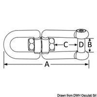 Eyelet/shackle swivel AISI 316 8 mm