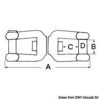 Shack/shack swivel w. flush pin AISI 316 13 mm