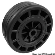Wheel w/technopolymer core rubber coating Ø195mm