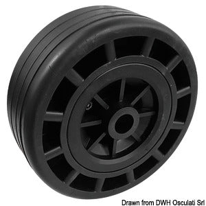 Wheel w/technopolymer core rubber coating Ø195mm