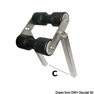 Central swinging roller pipe section 30 x 30 mm