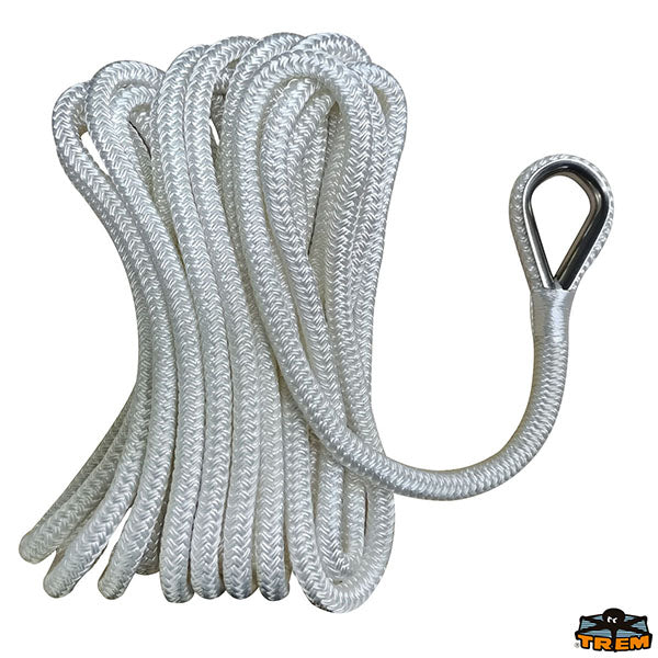 Double braided high tenacity spliced mooring line white color Trem F4520212