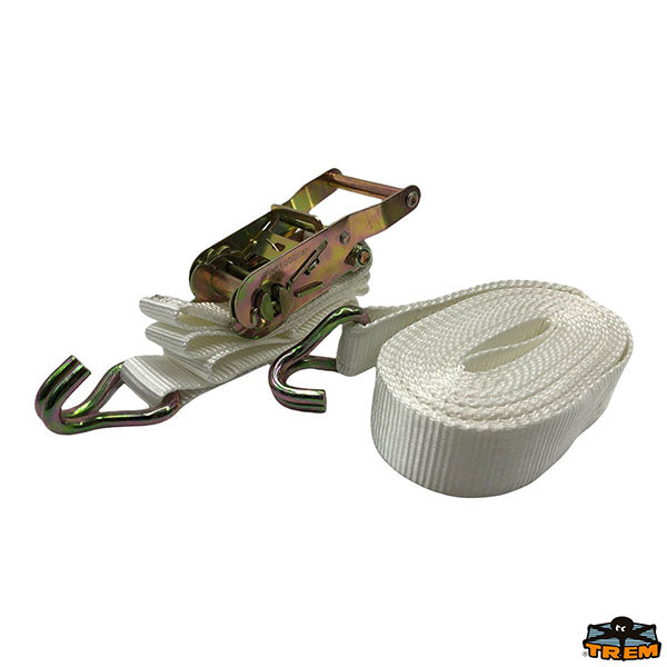 Orange adjustable polyester belt with self-blocking buckle with end hooks in galvanised steel Trem C1525300