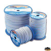 Marina special shock cord white color blue navy threads diameter 14 mm reel 50 mt - Ø mm 14 - Coil kg 7 - Color White FS blue [C1014050]