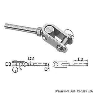 Terminal AISI 316 swivel fork Ø 6 mm