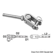 Terminal AISI 316 swivel fork Ø 5 mm