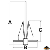 Danforth anchor weight 12 kg - A mm 800 - B mm 600 - Cmm 550 [N1200012]