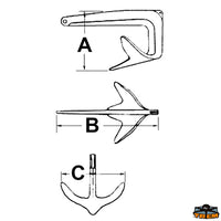 Hand anchor weight 2,5 kg - A mm 205 - B mm 370 - C mm 225 - Joints- [N3700250]
