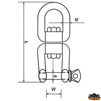 Swivel eye-jaw wire diameter 8 mm - D Ø mm 8 - L mm 94 - W mm 16 [M0308085]