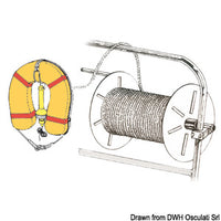Line drum reel made of polished stainless steel