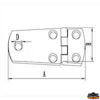 AISI 316 stainless steel hinge  76x38 mm - A mm 76,2 - B mm 38,1 - D mm 5.5 - Thickness mm5 - Model								

								Straight [M3576138]