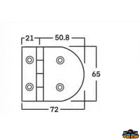 AISI 316 stainless steel hinges thickness 4 mm - 71x65 mm with pins reversed model - Thickness 4 mm - 95° reversed model - Dimensions 72x65 mm [M3565172]