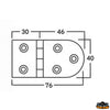 AISI 316 stainless steel hinges thickness 4 mm - 76x40 mm with pins reversed model - Thickness 4 mm - 95° reversed model - Dimensions 76x40 mm [M3540176]