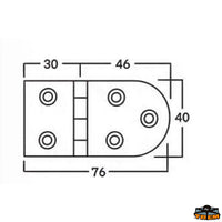 AISI 316 stainless steel hinges thickness 4 mm - 76x40 mm with pins reversed model - Thickness 4 mm - 95° reversed model - Dimensions 76x40 mm [M3540176]