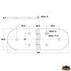 AISI 316 stainless steel hinges thickness 4 mm - 190x65 mm reversed model - Thickness 4 mm - Reversed model - Dimensions 190x65 mm [M3565290]