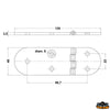 AISI 316 stainless steel hinges thickness 4 mm - 126x40 mm reversed model - Thickness 4 mm - Reversed model - Dimensions 126x40 mm [M3540226]